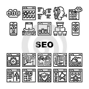 seo search website web internet icons set vector