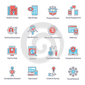 Seo Security Flat Icons Pack