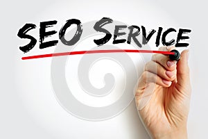 SEO Service - digital marketing service that improve rankings in search results for keywords, text concept background