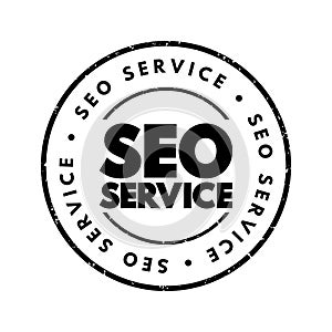 SEO Service - digital marketing service that improve rankings in search results for keywords, text concept stamp