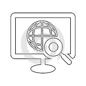 Seo, services, international outline icon. Line art vector