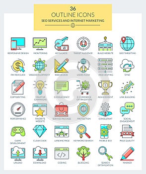 SEO services and Internet Marketing Icons (Color)