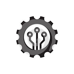 SEO setting - black icon on white background vector illustration for website, mobile application, presentation, infographic. Gear