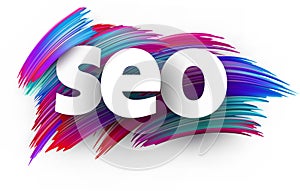 Seo sign letters on brush strokes background