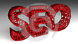 SEO sign in red and glossy letters