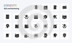 25 Seo Solid Glyph icon pack