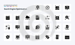 25 Seo Solid Glyph icon pack