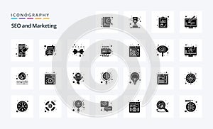 25 Seo Solid Glyph icon pack