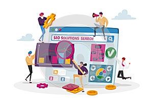 Seo Solutions and Business Data Analysis. Tiny Characters Research Marketing Strategy, Analyzing Financial Statistics