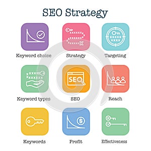 SEO Strategy - Search engine optimization concept - keywords, etc