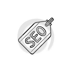 SEO tag hand drawn outline doodle icon.