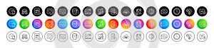 Seo targeting, Transform and Heart beat line icons. For web app, printing. Round icon buttons. Vector