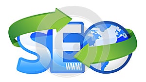 Seo text with earth globe