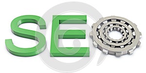 SEO text with gears