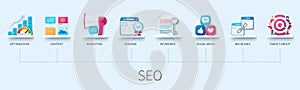 SEO vector infographic in 3D style