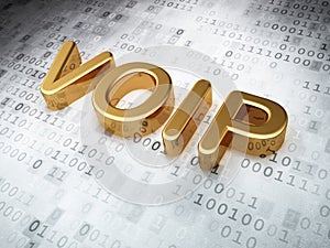 SEO web design concept: Golden VOIP on digital background