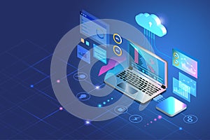 SEO, Web development, software coding and programming on application in laptop computer devices with script language testing and