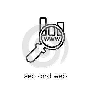 Seo and web icon. Trendy modern flat linear vector Seo and web i