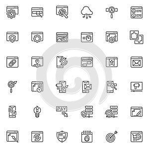 SEO and web line icons set