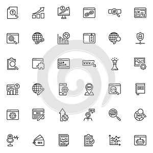 SEO and Web line icons set