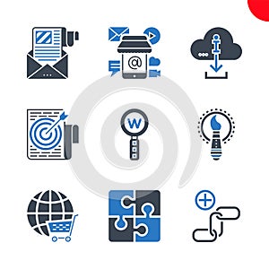 Seo and web opimization icons set