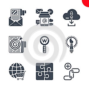 Seo and web opimization icons set