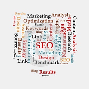 Seo word cloud on white