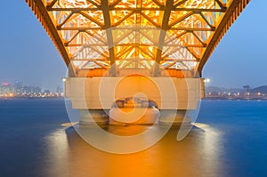 Seongsan Bridge at Night in Seoul,Korea