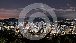 Seoul city nightscape from Namsan park in South Korea