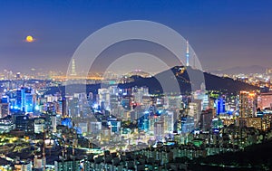 Seoul City Skyline and N Seoul Tower