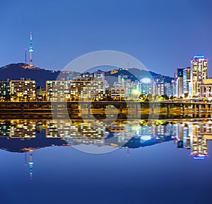 Seoul cityscape with namsan mountain