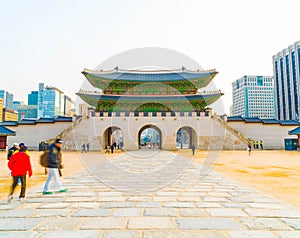 SEOUL, KOREA - March 7, 2016: Gyeongbokgung Palace, place of his
