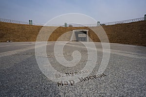 Seoul millennium time capsule near Namsangol Hanok Village and Namsan tower during winter morning at Jung-gu , Seoul South Korea