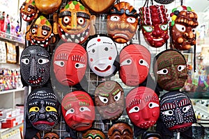 SEOUL, SOUTH KOREA - AUGUST 14, 2015: Traditional Korean wooden masks sold in Insadong area of Seoul, South Korea