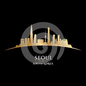 Seoul South Korea city skyline silhouette black background