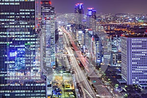 Seoul, South Korea Cityscape at Night photo