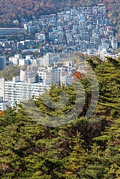 Seoul South Korea cityscape view from Inwangsan mountain photo