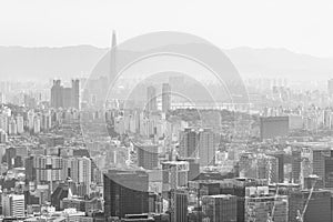 Seoul South Korea cityscape view from Inwangsan mountain photo