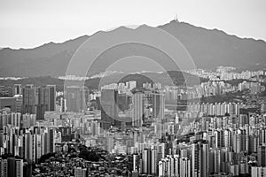 Seoul South Korea cityscape view from Inwangsan mountain photo