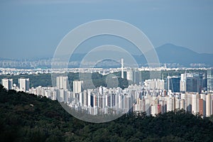 Seoul South Korea cityscape view from Inwangsan mountain photo