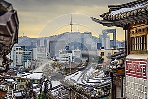 Seoul, South Korea Historic Distric and Skyline photo