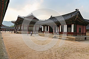 Seoul, South Korea - July 25, 2020: Inside the Gyeongbokgung Palace. Most important royal palace of Joseon Dynasty, cultural