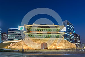 Seoul South Korea, Night at Namdaemun Gate Sungnyemun