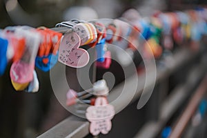 Seoul, South Korea - October 25, 2019 : Romantic Seoul, Love Key lock Tree at Seoul Tower in South Korea