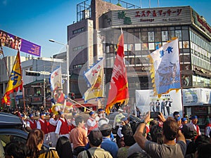 Seoul, South Korea, October 2012: street performance during the 2012 Itaewon Global Village Festival in Seoul.