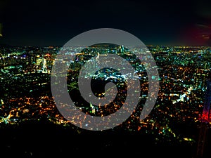 Seoul, South Korea - SEP 19, 2019: A night time shot from N-Seoul Tower, Seoul, South Korea