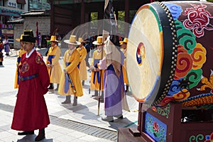 Seoul, South Korea, traditional changing of the royal guard drum