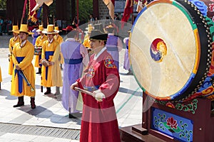 Seoul, South Korea, traditional changing of the royal guard drum