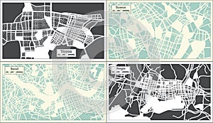 Seoul, Suwon, Yongin and Yeosu South Korea City Maps Set in Retro Style photo