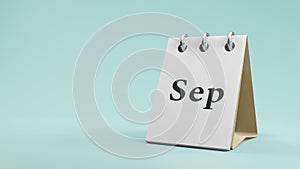 Sep on  paper desk  calendar  3d rendering